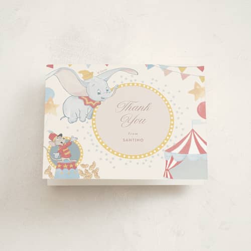 This is a sugar kids thank you cards with standard by Teju Reval called disney's dumbo printing on strathmore in standard