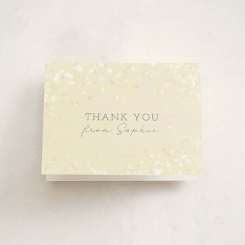 This is a pixie kids thank you cards with standard by Heather Cairl called disney's tinkerbell fairy dust printing on strathmore in standard