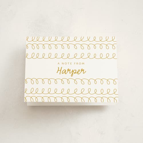 This is a gold kids thank you cards with standard by Lehan Veenker called princess crown doodle printing on strathmore in standard