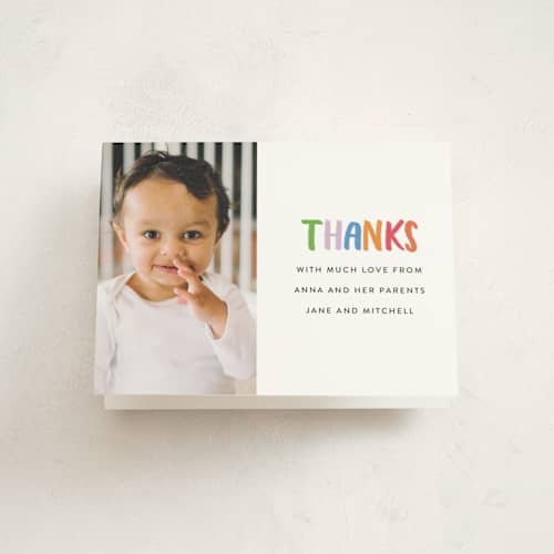 This is a gumdrops kids thank you cards with standard by Up Up Creative called confetti sprinkle printing on strathmore in standard