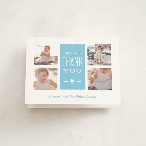 This is a sky kids thank you cards with standard by Carolyn MacLaren called we survived year one printing on strathmore in standard