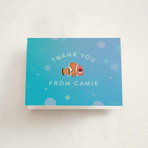 This is a sea kids thank you cards with standard by Lori Wemple called disney and pixar's nemo and dory printing on strathmore in standard