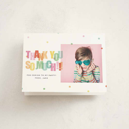 This is a sprinkles kids thank you cards with standard by Stephanie Hawkes called get ready to party printing on strathmore in standard