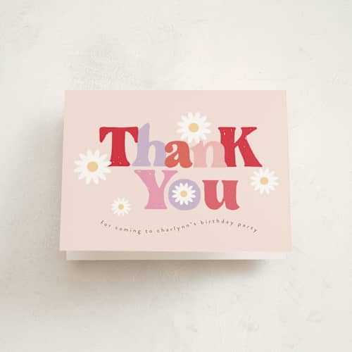 This is a petal kids thank you cards with standard by chocomocacino called lei printing on strathmore in standard