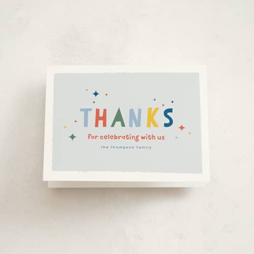 This is a dino kids thank you cards with standard by Ashlee Townsend called one is so fun printing on strathmore in standard