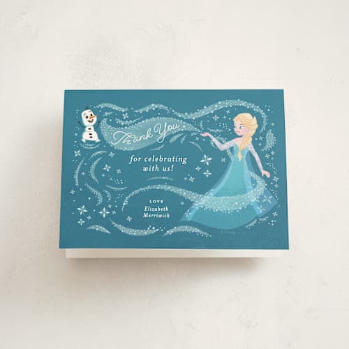 This is a frosty kids thank you cards with standard by curiouszhi called disney frozen snow sparkles printing on strathmore in standard