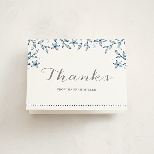 This is a navy kids thank you cards with standard by Oma N. Ramkhelawan called floral first communion printing on strathmore in standard