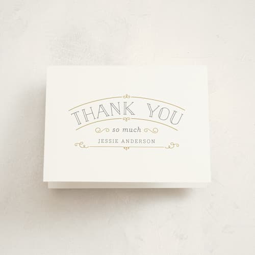 This is a goldenrod kids thank you cards with standard by Sarah Brown called delicate printing on strathmore in standard