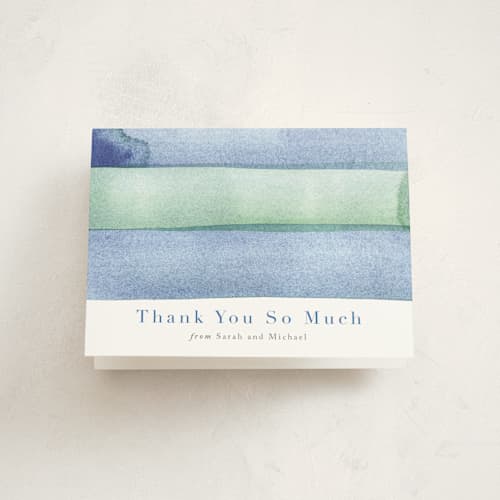 This is a ocean kids thank you cards with standard by Shannon Chen of Four Wet Feet Studio called watercolor stripes printing on strathmore in standard