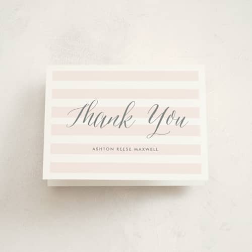 This is a blush kids thank you cards with standard by Lauren Chism called sleek printing on strathmore in standard