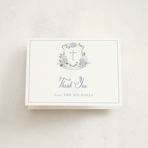This is a periwinkle kids thank you cards with standard by Design Lotus called sweethearts printing on strathmore in standard