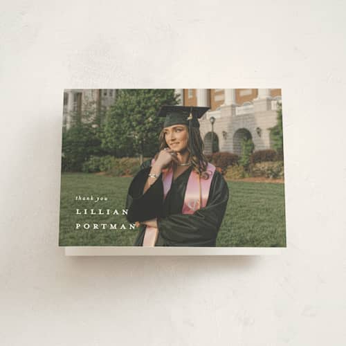 This is a snow graduation thank you cards with standard by Lauren Chism called along side printing on strathmore in standard