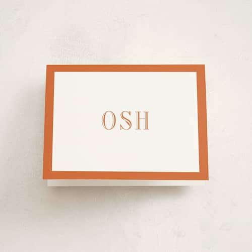 This is a burnt orange graduation thank you cards with standard by Megan Davis called campus printing on strathmore in standard