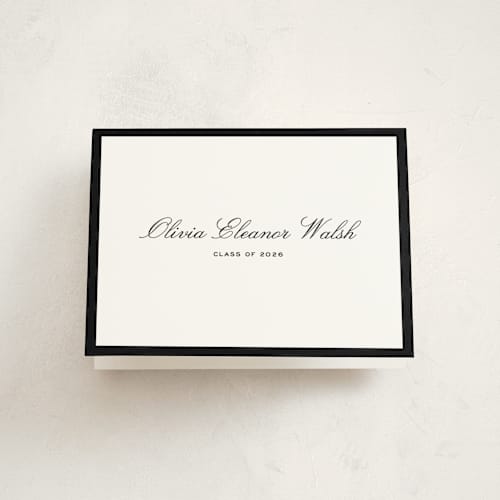 This is a ink graduation thank you cards with standard by Megan Davis called cecilie printing on strathmore in standard