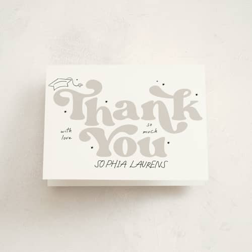 This is a ink graduation thank you cards with standard by Tamara Hilje called marker printing on strathmore in standard