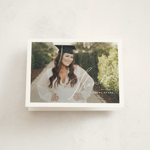 This is a paper graduation thank you cards with standard by Yuliya Evseeva called party time printing on strathmore in standard