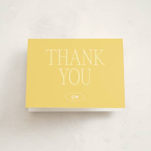 This is a butter graduation thank you cards with standard by Jenna Holcomb called spotlight moment printing on strathmore in standard