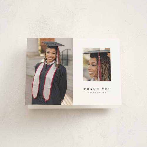 This is a salt graduation thank you cards with standard by Joyce Pinheiro called go far printing on strathmore in standard