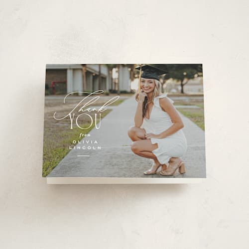This is a cotton graduation thank you cards with standard by Creo Study called classic party printing on strathmore in standard