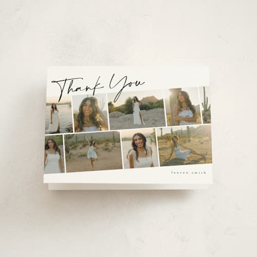 This is a snow graduation thank you cards with standard by Iveta Angelova called highlights printing on strathmore in standard