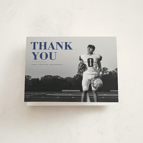 This is a midnight graduation thank you cards with standard by Emily Sabol Goss called bold headline printing on strathmore in standard