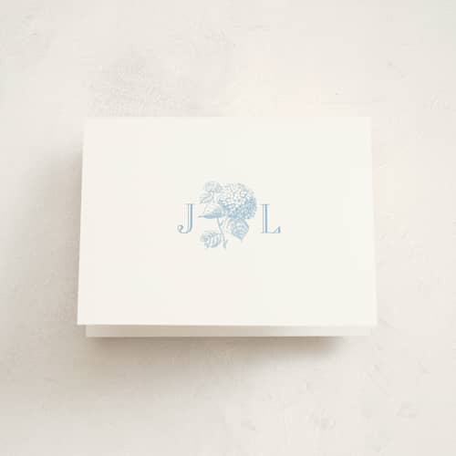 This is a sky blue graduation thank you cards with standard by Megan Davis called chesapeake printing on strathmore in standard