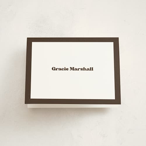 This is a espresso graduation thank you cards with standard by Megan Davis called vinyl printing on strathmore in standard