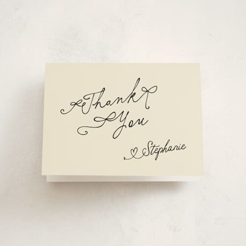 This is a bamboo graduation thank you cards with standard by Creo Study called take a bow printing on strathmore in standard