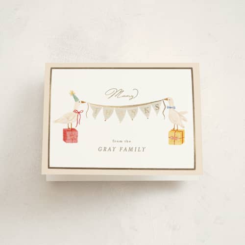 This is a lemonade baby shower thank you cards with foil pressed by Julie Murray called honk for baby! printing on strathmore in standard