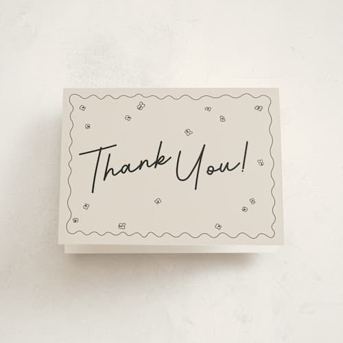 This is a licorice baby shower thank you cards with standard by Leish called popcorn baby printing on strathmore in standard