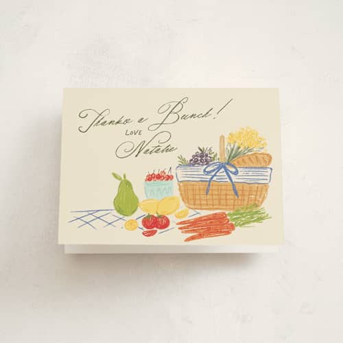 This is a provincial baby shower thank you cards with standard by Jenna Holcomb called farmer's market printing on strathmore in standard