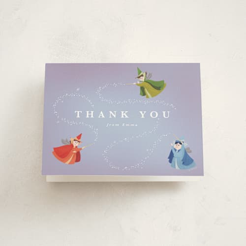 This is a magic baby shower thank you cards with standard by Yuliya Evseeva called disney fairies flora, fauna & merryweather printing on strathmore in standard