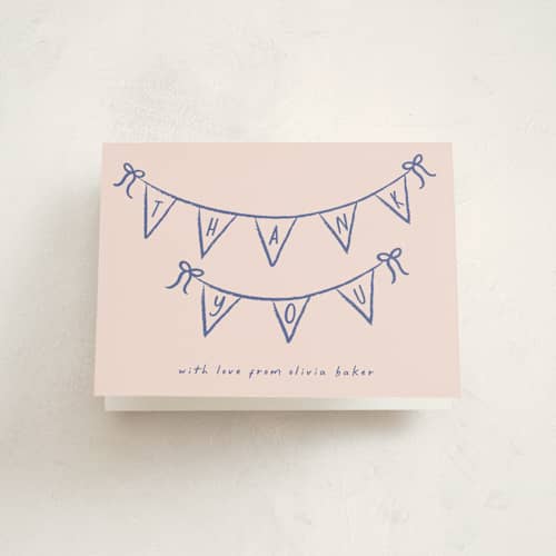 This is a cupcake baby shower thank you cards with standard by Ashley Iwafuchi called baby garland printing on strathmore in standard