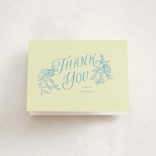 This is a lemonade baby shower thank you cards with standard by Pati Cascino called ciao baby printing on strathmore in standard