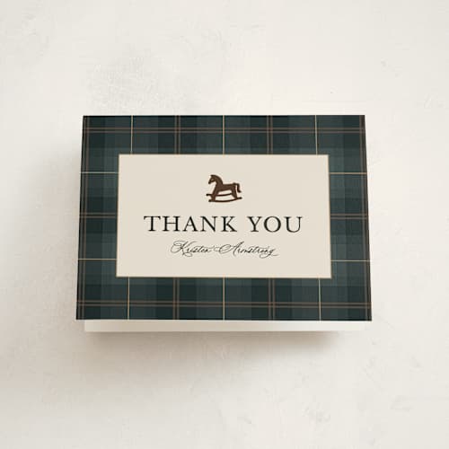 This is a juniper baby shower thank you cards with standard by Kate Ahn called wesley printing on strathmore in standard
