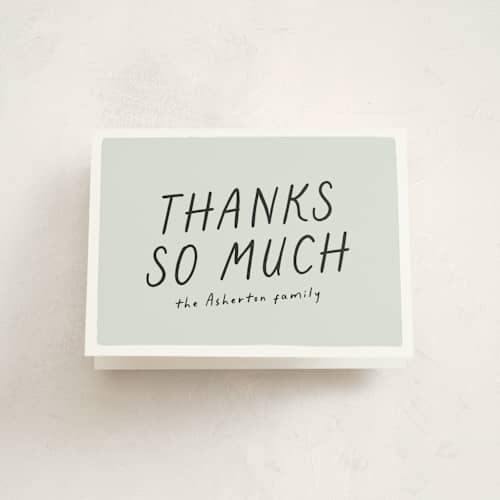 This is a mint baby shower thank you cards with standard by Lea Delaveris called bring diapers printing on strathmore in standard
