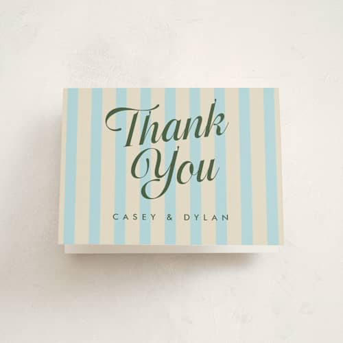 This is a cream soda baby shower thank you cards with standard by Morgan Kendall called soda shoppe printing on strathmore in standard