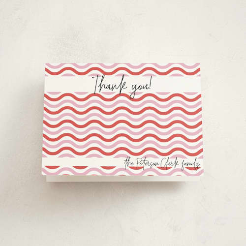 This is a watermelon baby shower thank you cards with standard by Ro Pacifico called wavy frame fun printing on strathmore in standard