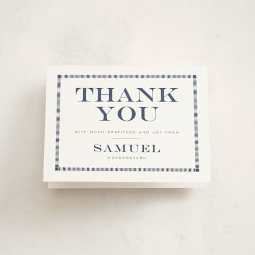 This is a navy bar mitzvah bat mitzvah invitations with standard by Jenna Holcomb called square frame printing on strathmore in standard