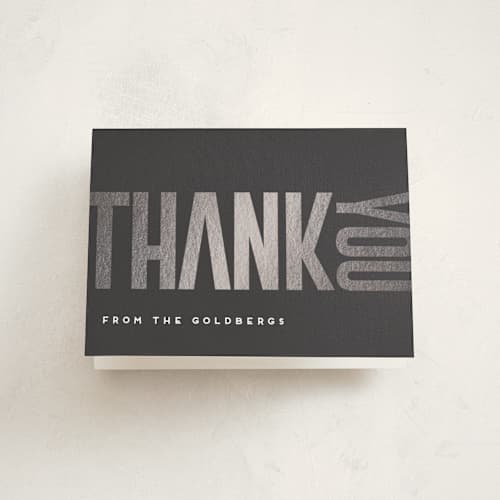 This is a charcoal bar mitzvah bat mitzvah invitations with foil pressed by Stacy Maalouf called modern foil bar mitzvah printing on strathmore in standard