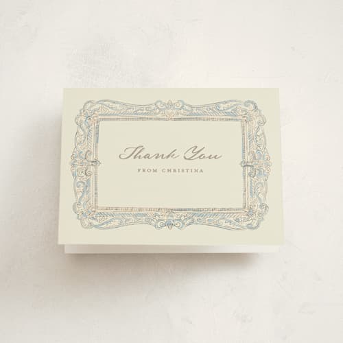 This is a denim kids thank you cards with standard by Creo Study called regency frame printing on strathmore in standard