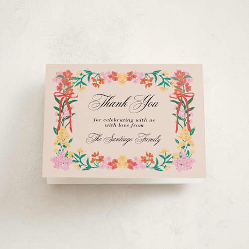 This is a peony kids thank you cards with standard by Elly called blooming tiara printing on strathmore in standard