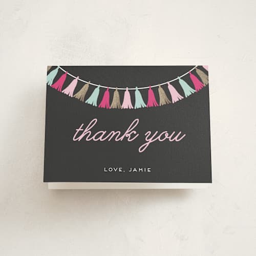 This is a dusk kids thank you cards with standard by Saltwater Designs called the sweetest celebration printing on strathmore in standard