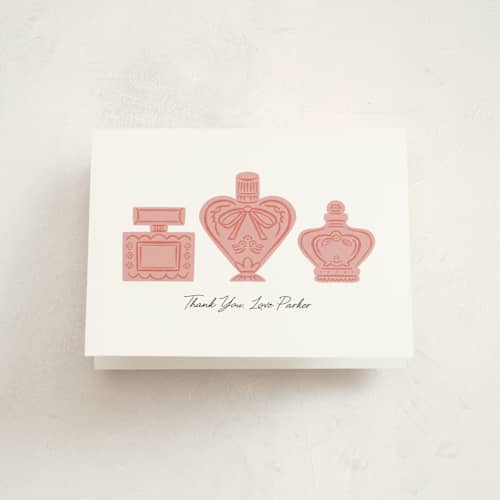 This is a rose kids thank you cards with standard by mo kelley called slumber party printing on strathmore in standard