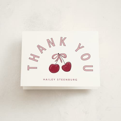 This is a meringue kids thank you cards with standard by Inkblot Design called cherry sundae printing on strathmore in standard