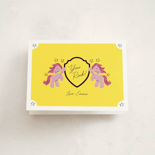 This is a electric kids thank you cards with standard by mo kelley called let’s dance printing on strathmore in standard