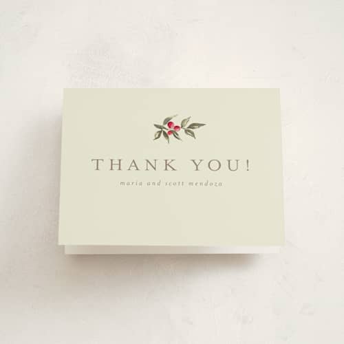 This is a linen thank you cards with standard by Chris Griffith called holiday classic printing on strathmore in standard