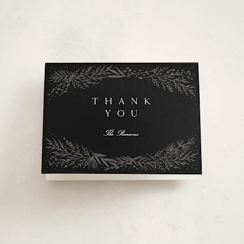This is a midnight thank you cards with standard by Amy Kross called spread cedars printing on strathmore in standard