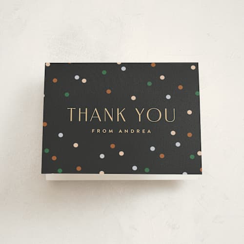 This is a midnight thank you cards with standard by Ellen Schlegelmilch called let's toast printing on strathmore in standard