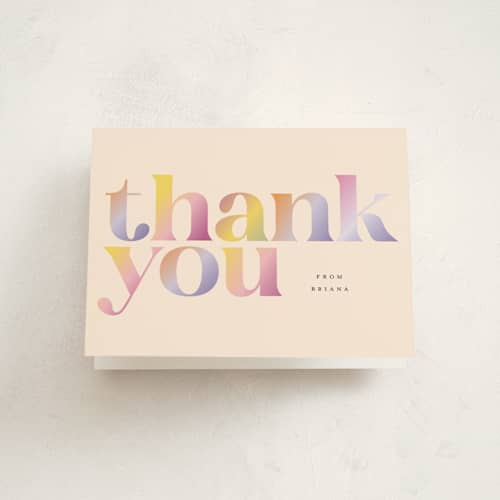This is a fruitcake thank you cards with standard by Vera Lim called gradient party printing on strathmore in standard